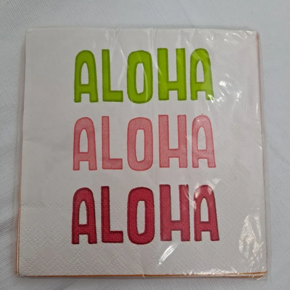 Aloha Party Napkins Green Pink Red Orange 10 Count